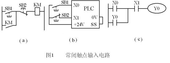 PLC技術(shù)培訓(xùn)-PLC常閉觸點(diǎn)輸入信號(hào)處理的電路圖及PLC梯形圖